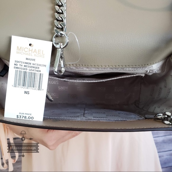 NWT Michael Kors Medium Mauve embossed satchel - Picture 7 of 8